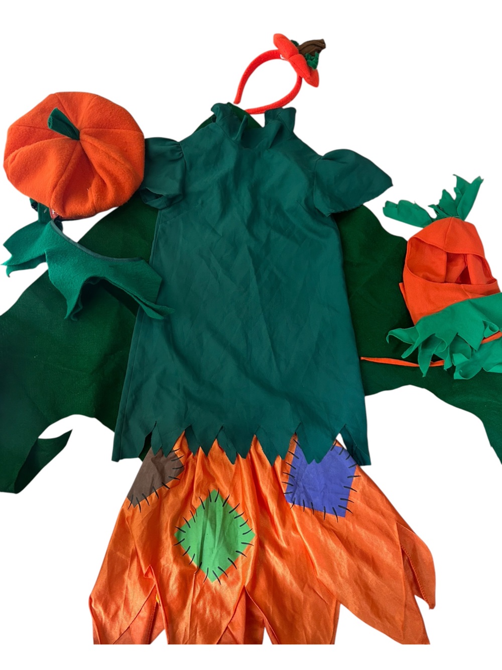 Scarecrow Costume Girls With Pumpkin Hats Fall Festival Kids Outfit Cute